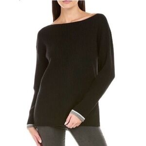 Johnny Was Calme Recycled Cashmere Oversized Rib Tunic Sweater in Black NWT